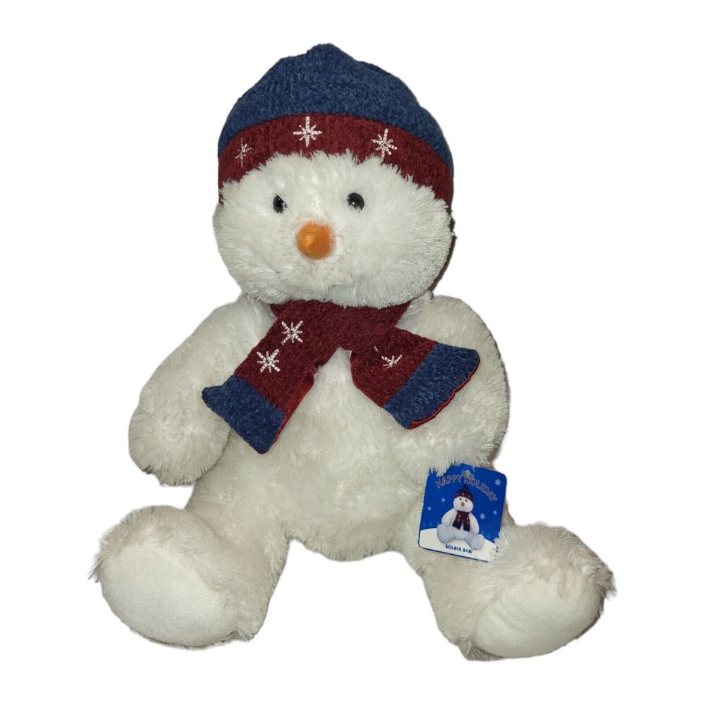 Golden Bear Co Plush White Snowman Winter scarf hat‎ 17"